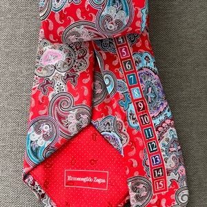 Zegna Quindici Tie in Red Paisley